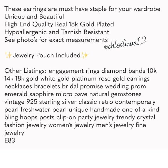 #27 NEW Unique Gold Hoop Earrings E83 - Picture 6 of 7